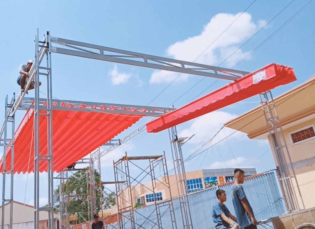 lắp đặt mái che di động long an